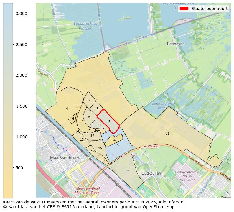 Afbeelding van de Staatsliedenbuurt op de kaart.