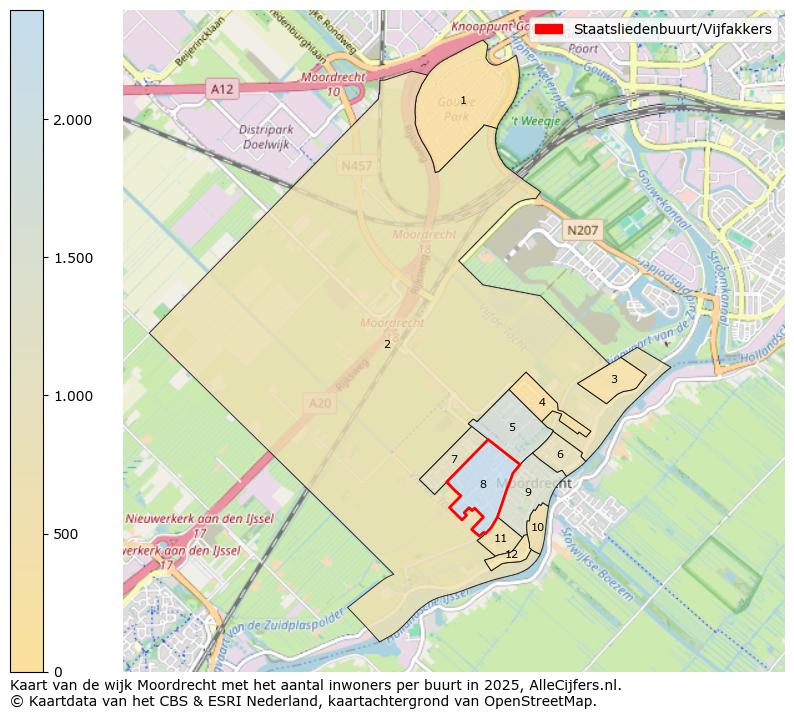 Afbeelding van de Staatsliedenbuurt/Vijfakkers op de kaart.