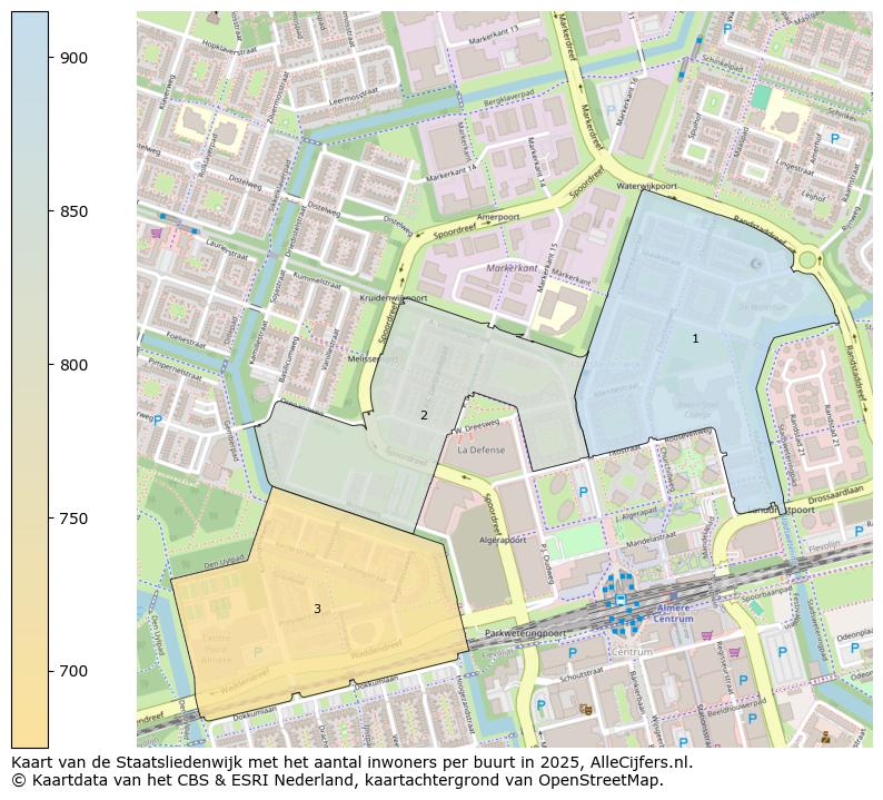 Afbeelding van de Staatsliedenwijk op de kaart.