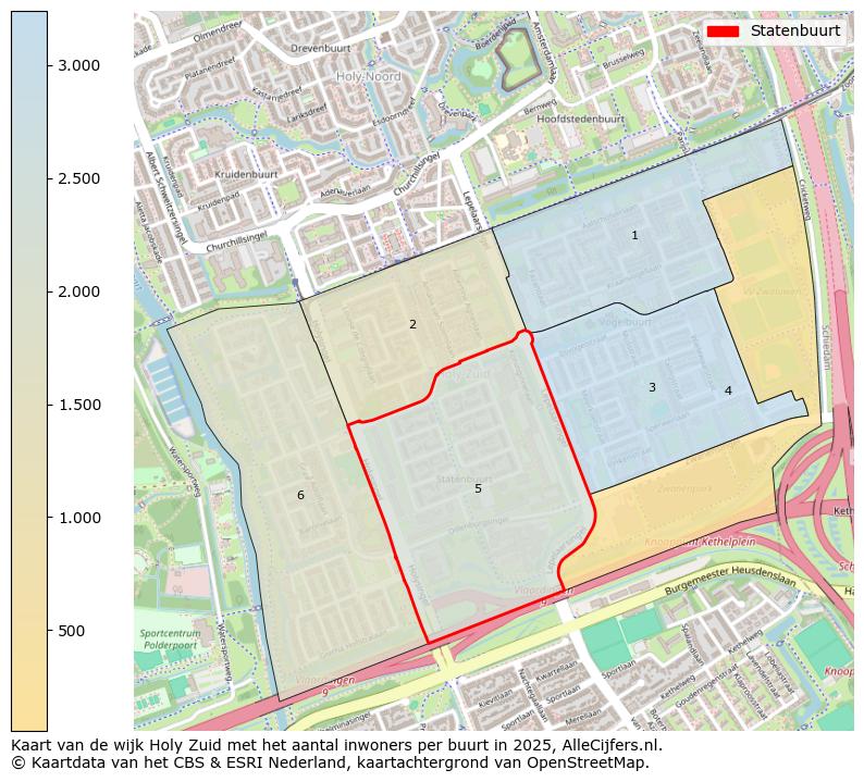 Afbeelding van de Statenbuurt op de kaart.