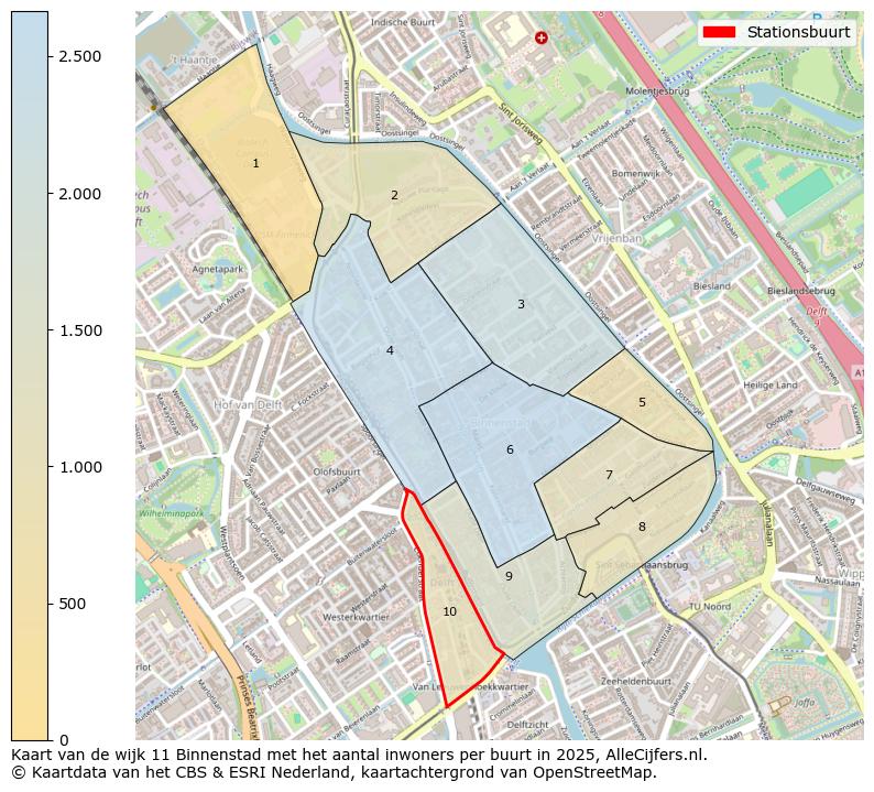 Afbeelding van de Stationsbuurt op de kaart.