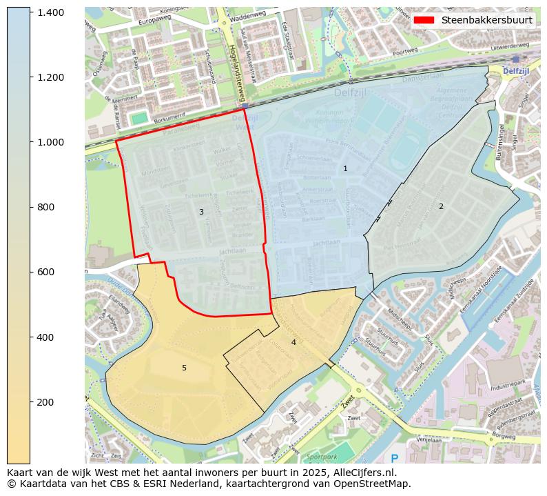 Afbeelding van de Steenbakkersbuurt op de kaart.