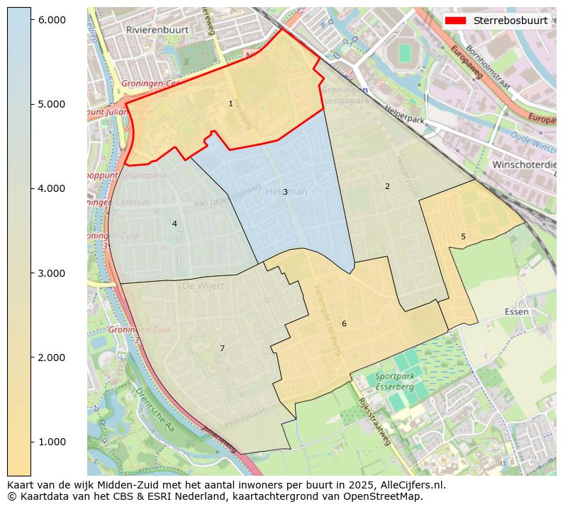 Afbeelding van de Sterrebosbuurt op de kaart.