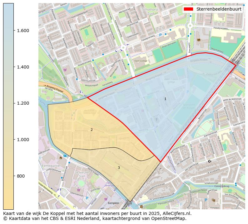 Afbeelding van de Sterrenbeeldenbuurt op de kaart.
