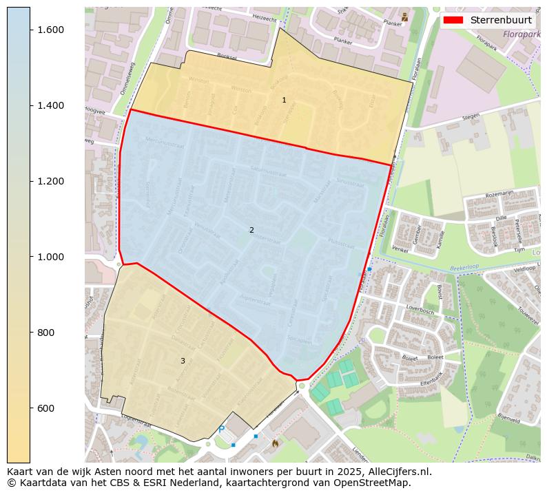 Afbeelding van de Sterrenbuurt op de kaart.