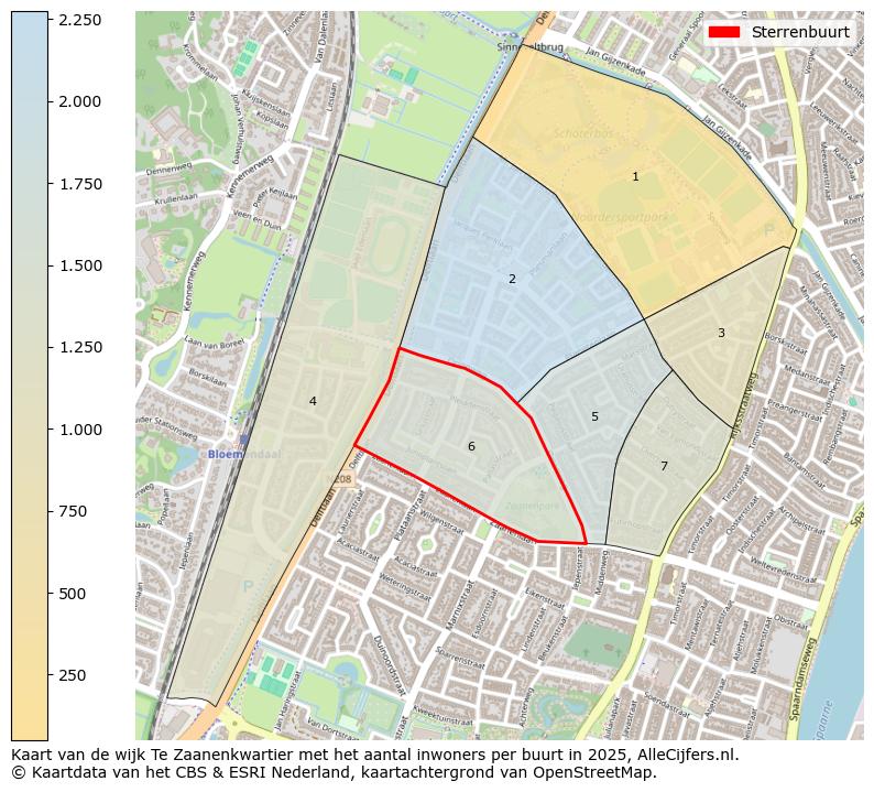 Afbeelding van de Sterrenbuurt op de kaart.