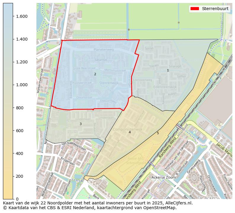 Afbeelding van de Sterrenbuurt op de kaart.