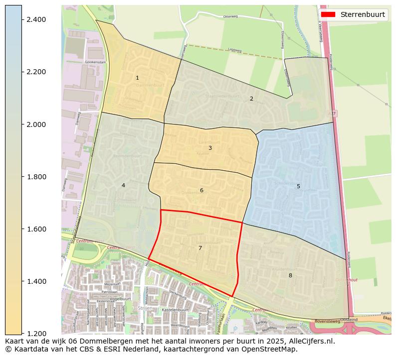 Afbeelding van de Sterrenbuurt op de kaart.