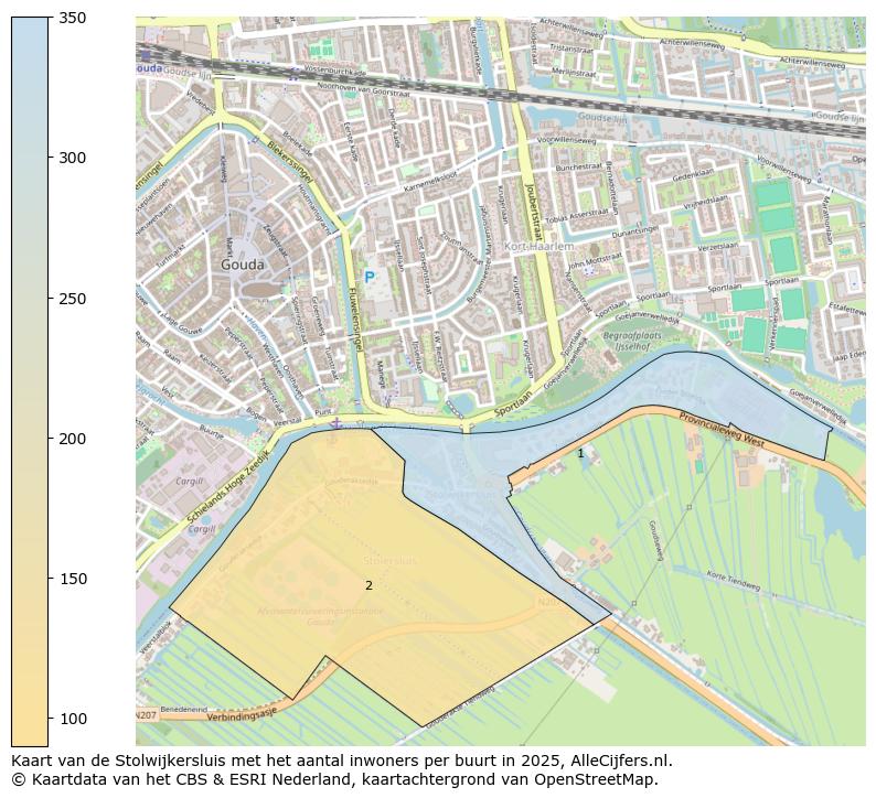 Afbeelding van de Stolwijkersluis op de kaart.