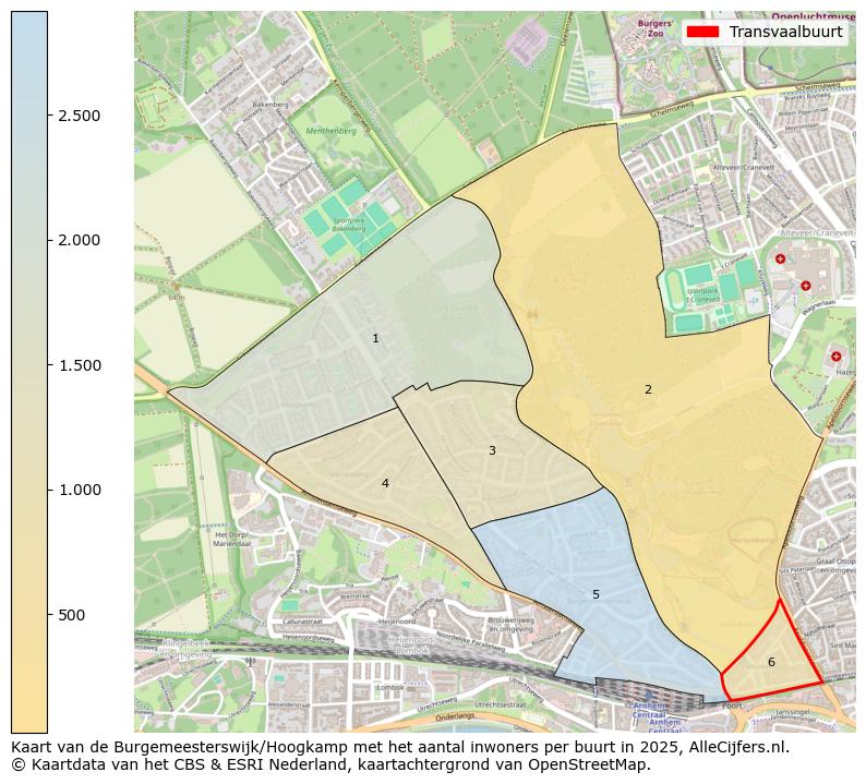 Afbeelding van de Transvaalbuurt op de kaart.