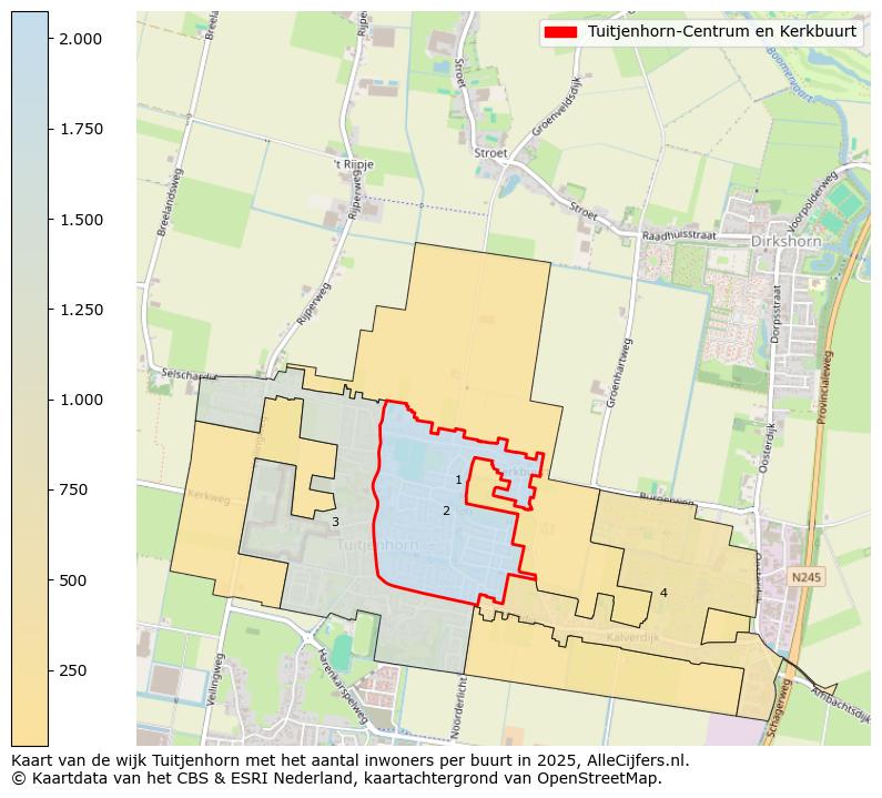 Afbeelding van de Tuitjenhorn-Centrum en Kerkbuurt op de kaart.