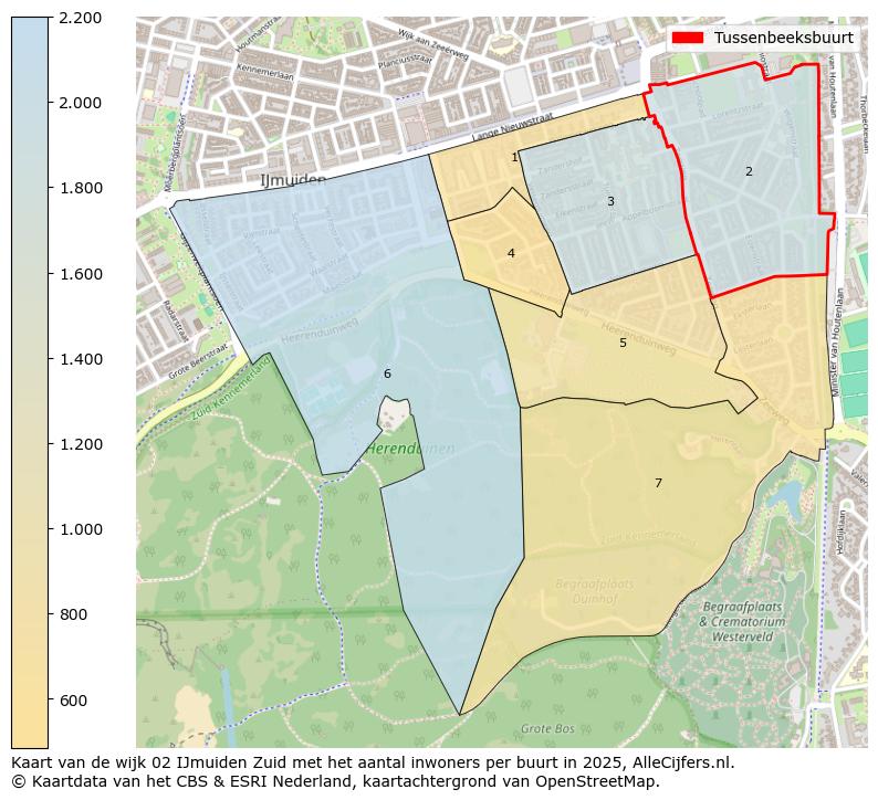 Afbeelding van de Tussenbeeksbuurt op de kaart.