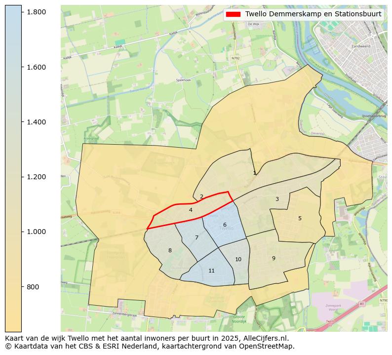 Afbeelding van de Twello Demmerskamp en Stationsbuurt op de kaart.