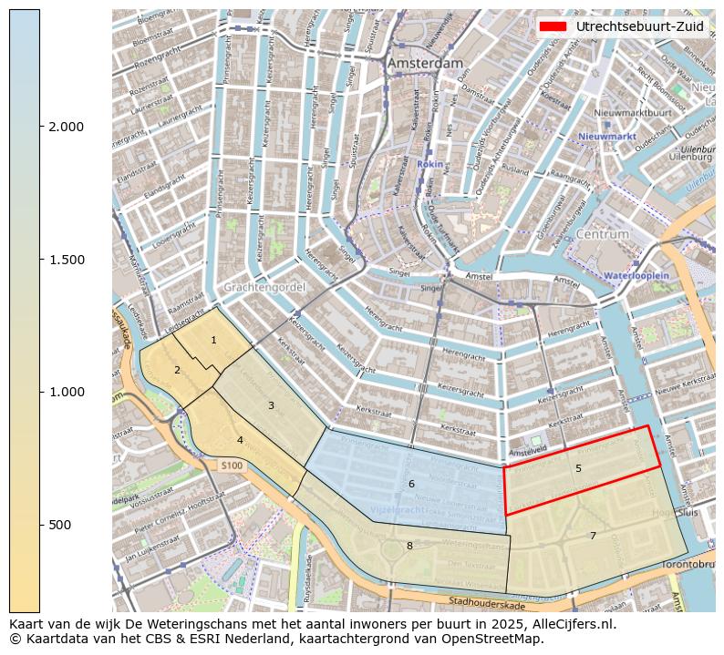 Afbeelding van de Utrechtsebuurt-Zuid op de kaart.