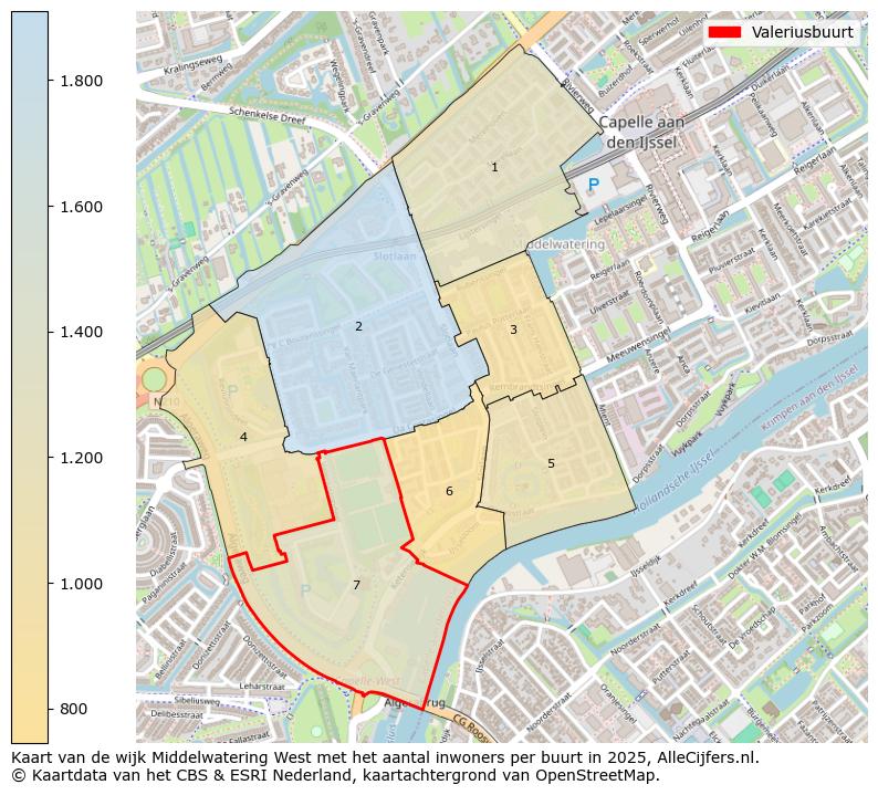 Afbeelding van de Valeriusbuurt op de kaart.