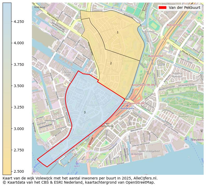 Afbeelding van de Van der Pekbuurt op de kaart.