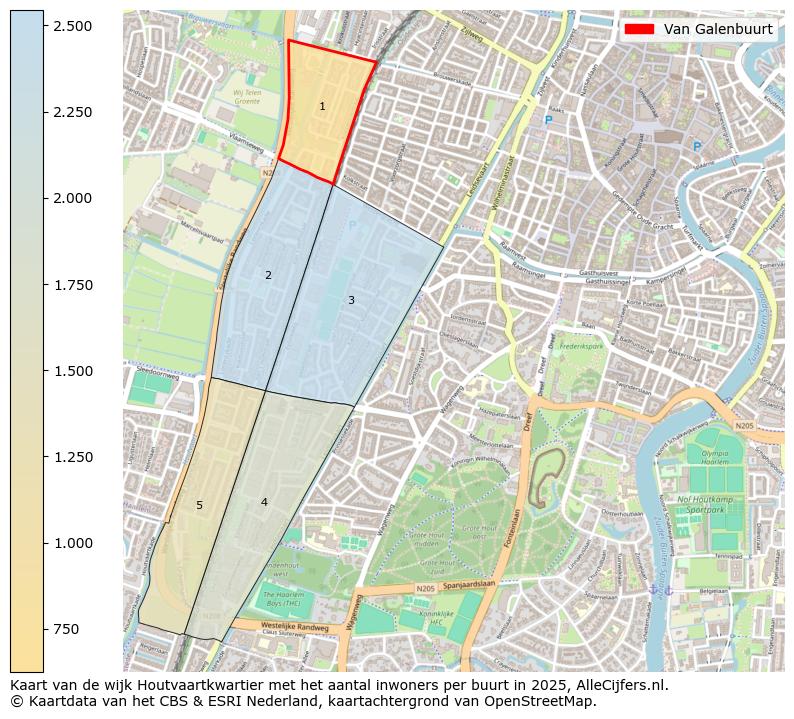 Afbeelding van de Van Galenbuurt op de kaart.