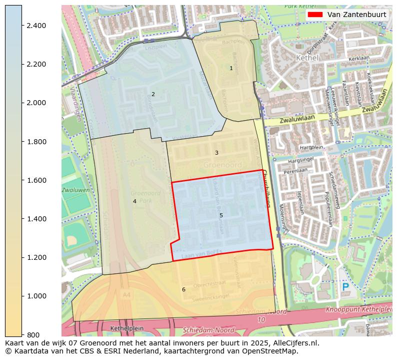 Afbeelding van de Van Zantenbuurt op de kaart.