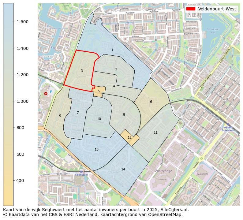 Afbeelding van de Veldenbuurt-West op de kaart.
