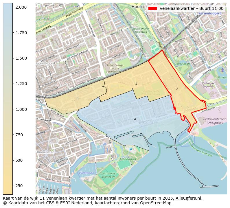 Afbeelding van de Venelaankwartier - Buurt 11 00 op de kaart.