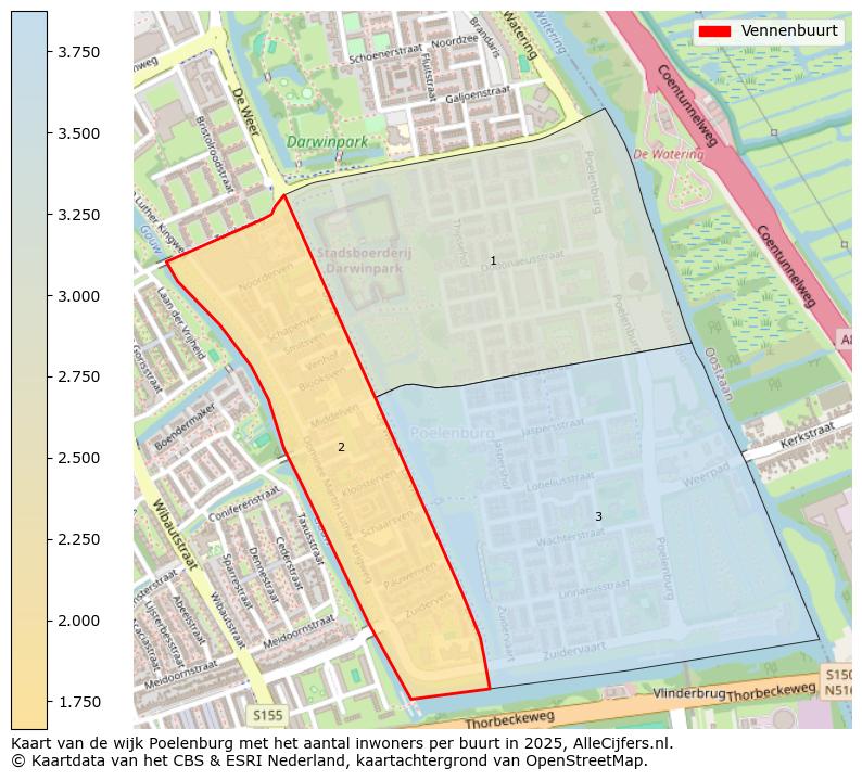 Afbeelding van de Vennenbuurt op de kaart.