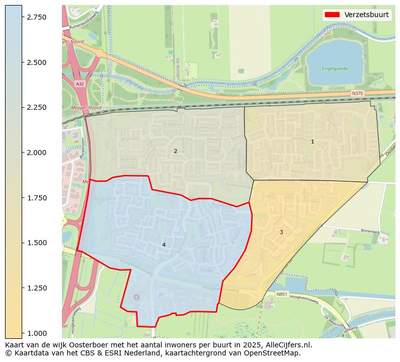 Afbeelding van de Verzetsbuurt op de kaart.