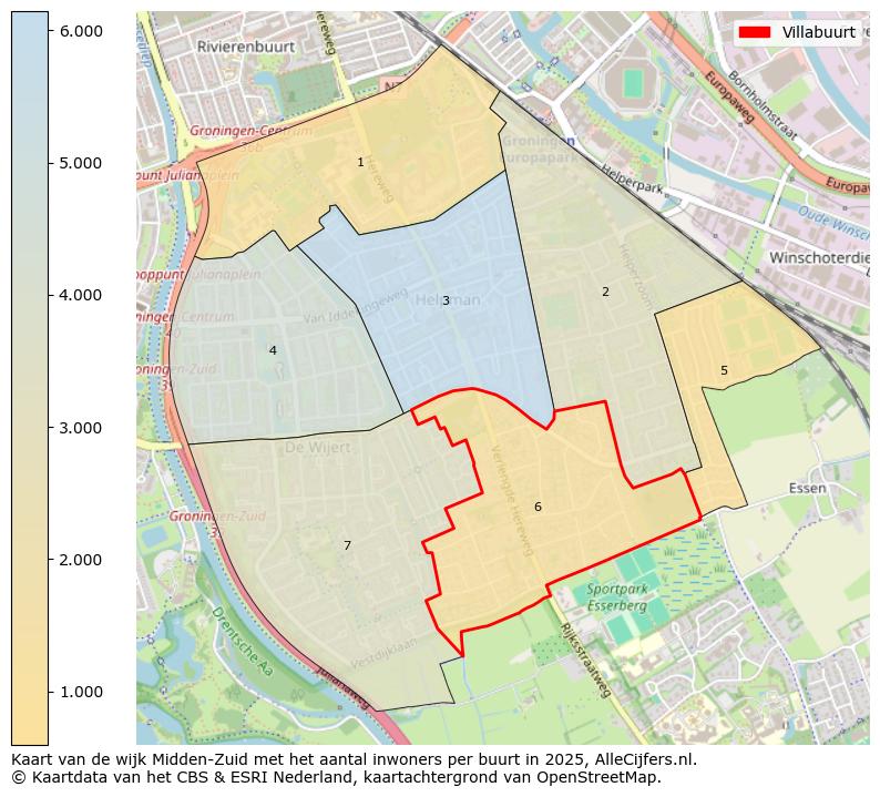 Afbeelding van de Villabuurt op de kaart.