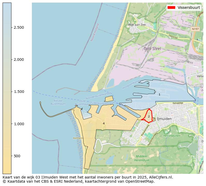 Afbeelding van de Vissersbuurt op de kaart.