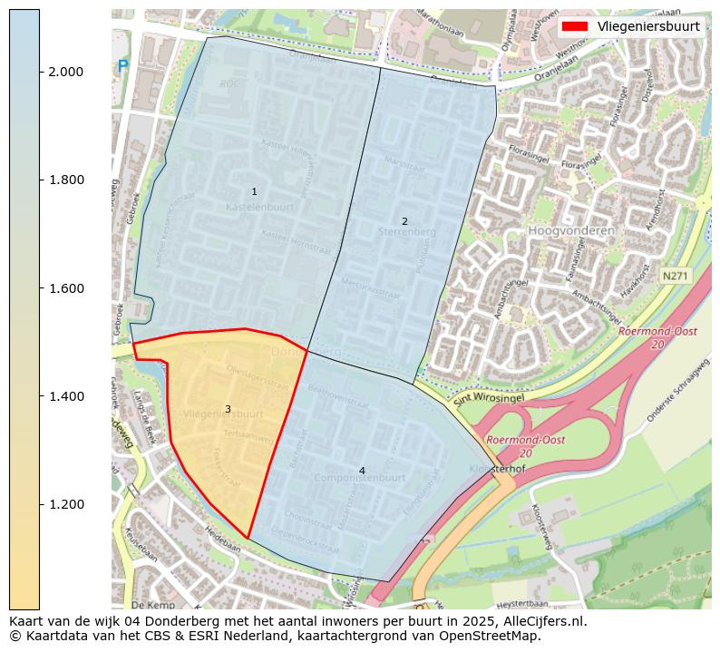 Afbeelding van de Vliegeniersbuurt op de kaart.
