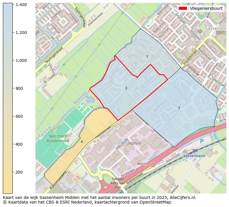 Afbeelding van de Vliegeniersbuurt op de kaart.