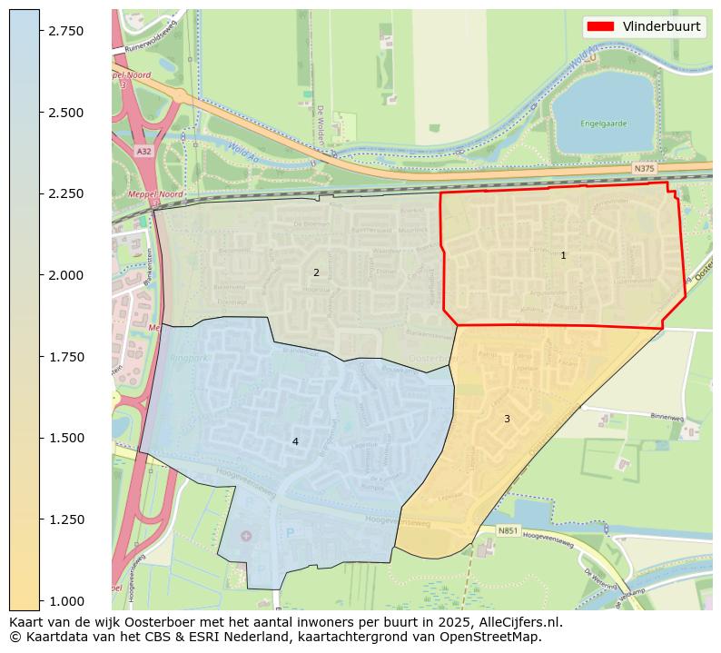 Afbeelding van de Vlinderbuurt op de kaart.