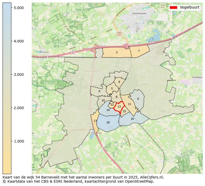 Afbeelding van de Vogelbuurt op de kaart.