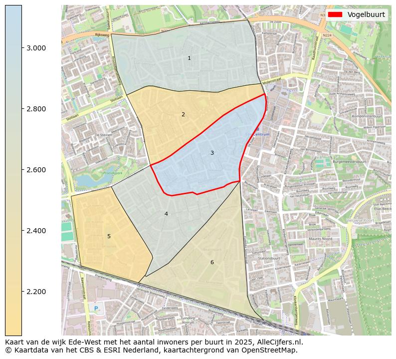 Afbeelding van de Vogelbuurt op de kaart.