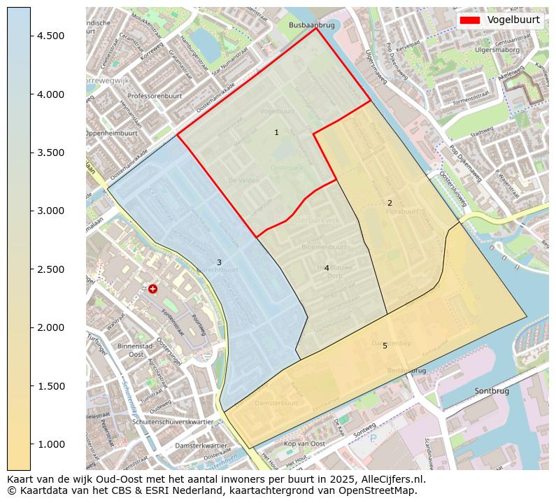 Afbeelding van de Vogelbuurt op de kaart.