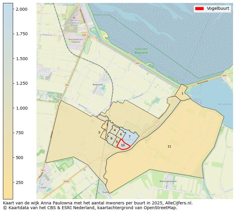 Afbeelding van de Vogelbuurt op de kaart.