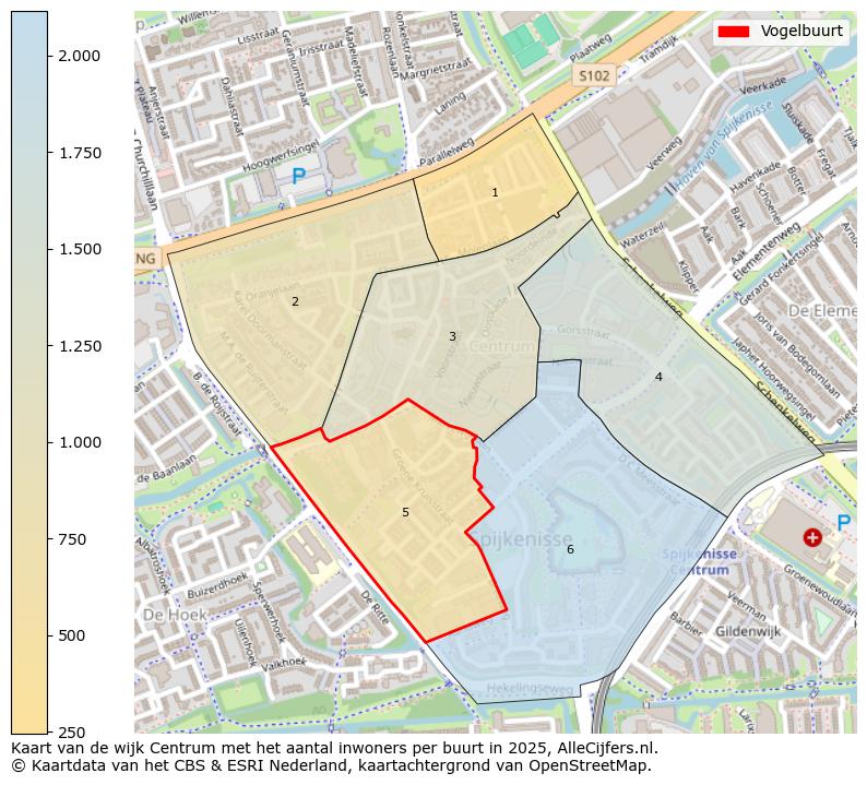 Afbeelding van de Vogelbuurt op de kaart.