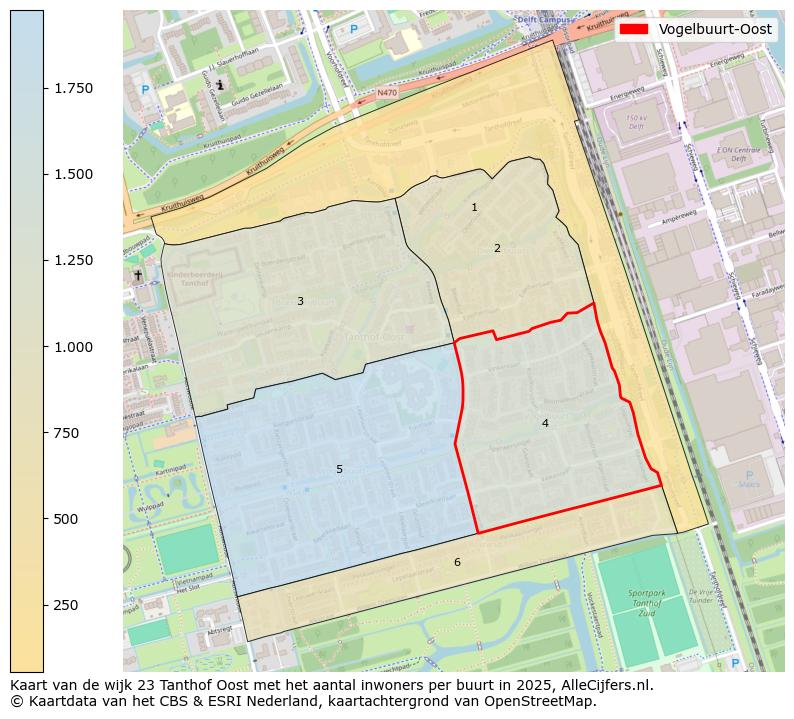 Afbeelding van de Vogelbuurt-Oost op de kaart.