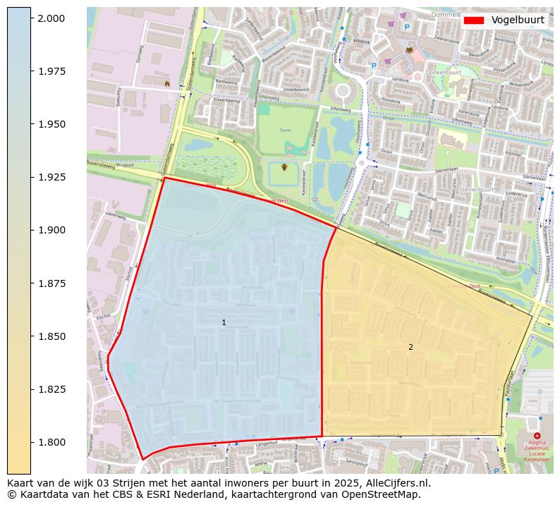 Afbeelding van de Vogelbuurt op de kaart.
