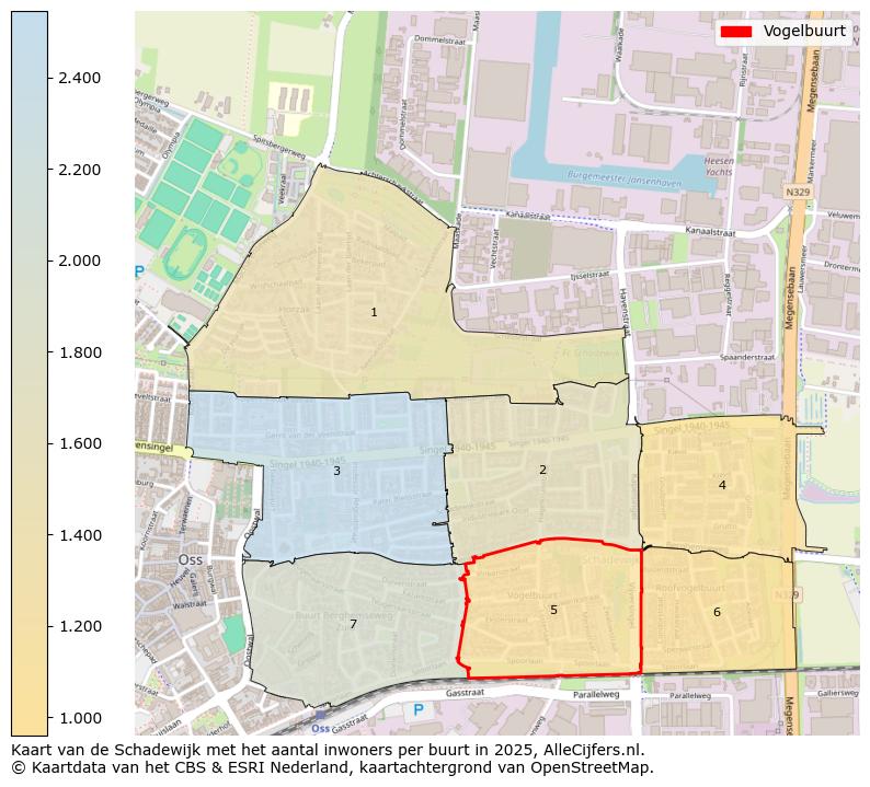 Afbeelding van de Vogelbuurt op de kaart.