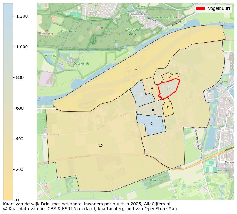 Afbeelding van de Vogelbuurt op de kaart.