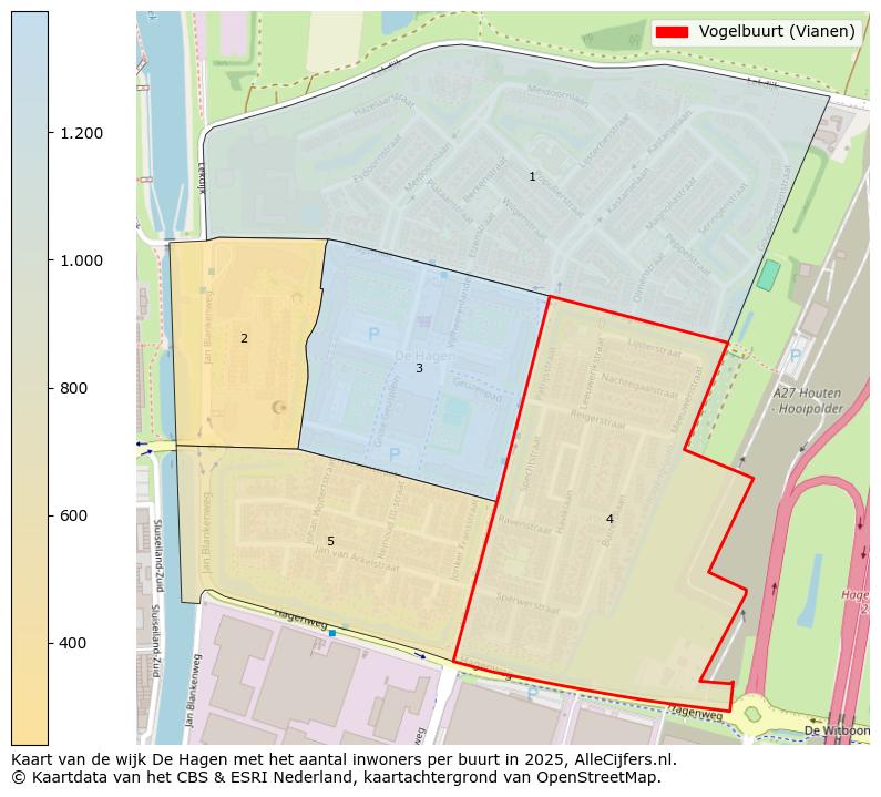 Afbeelding van de Vogelbuurt (Vianen) op de kaart.