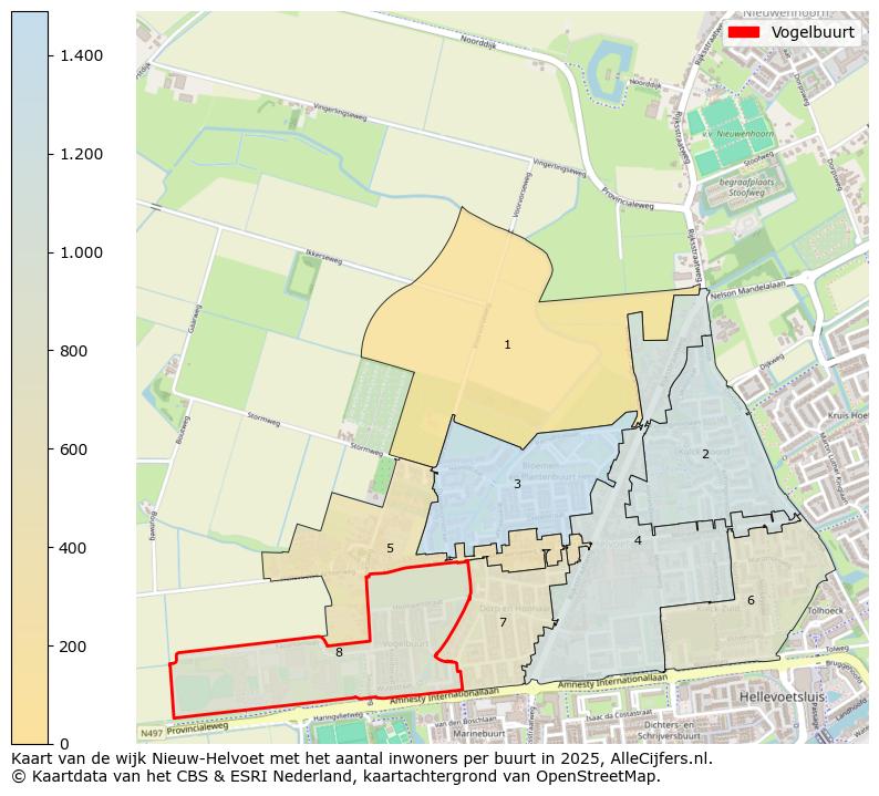 Afbeelding van de Vogelbuurt op de kaart.