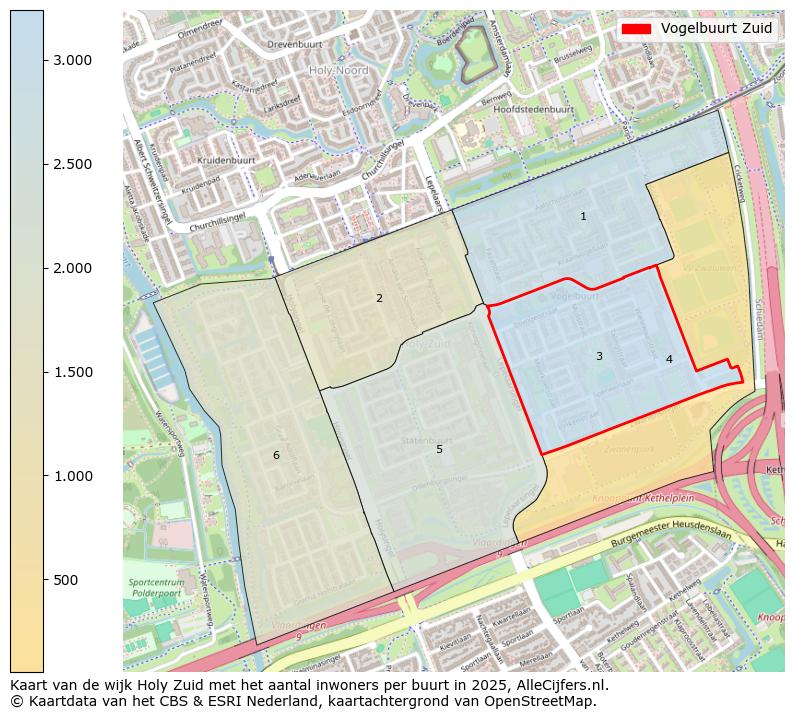Afbeelding van de Vogelbuurt Zuid op de kaart.