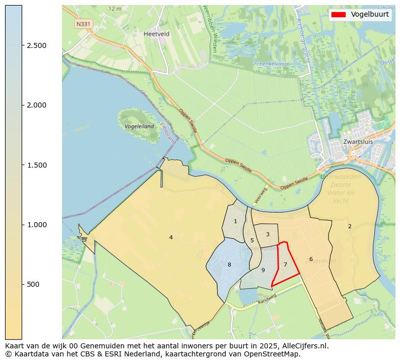 Afbeelding van de Vogelbuurt op de kaart.