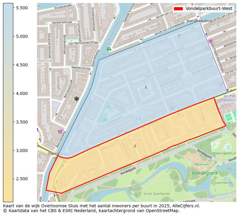 Afbeelding van de Vondelparkbuurt-West op de kaart.