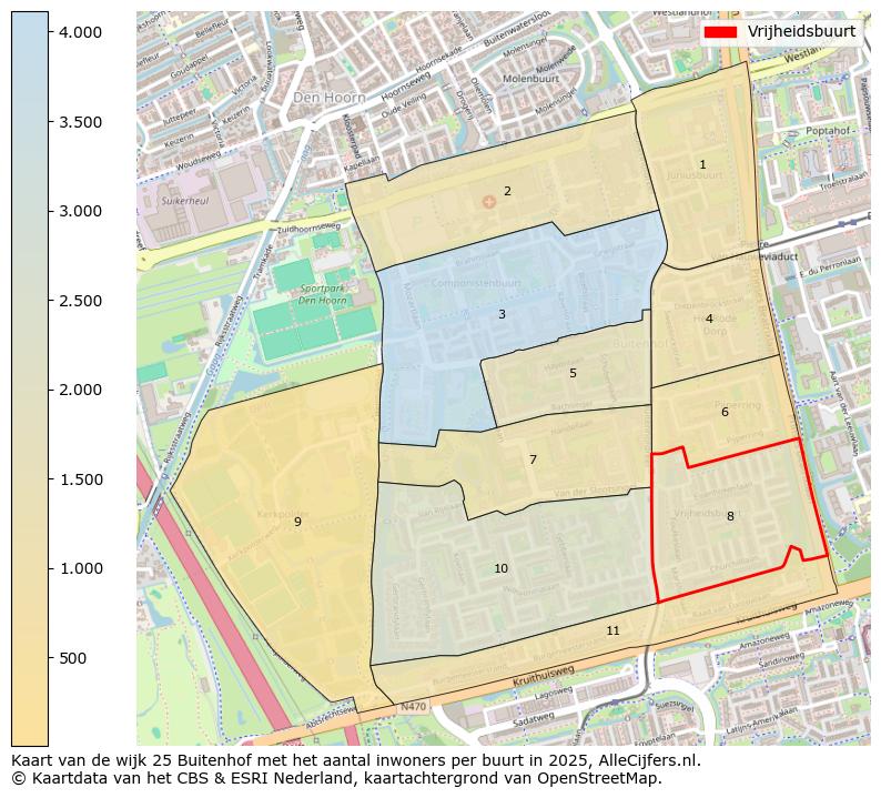 Afbeelding van de Vrijheidsbuurt op de kaart.
