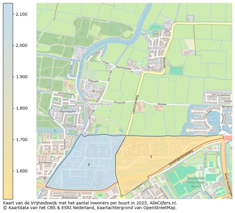 Afbeelding van de Vrijheidswijk op de kaart.