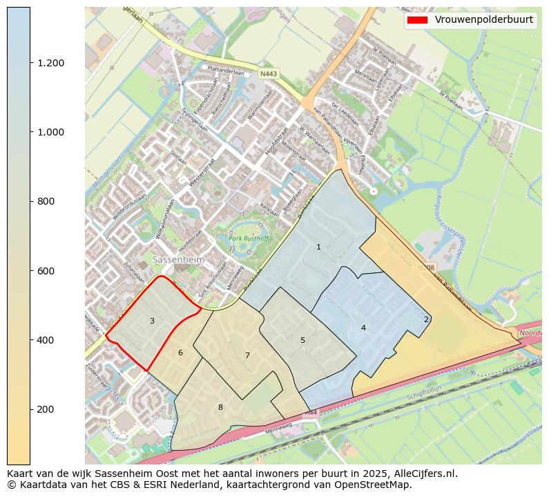 Afbeelding van de Vrouwenpolderbuurt op de kaart.