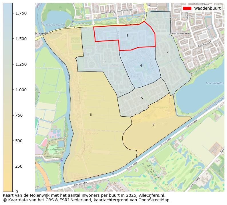 Afbeelding van de Waddenbuurt op de kaart.