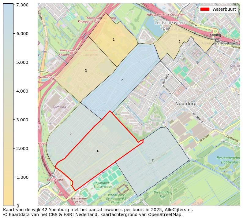 Afbeelding van de Waterbuurt op de kaart.